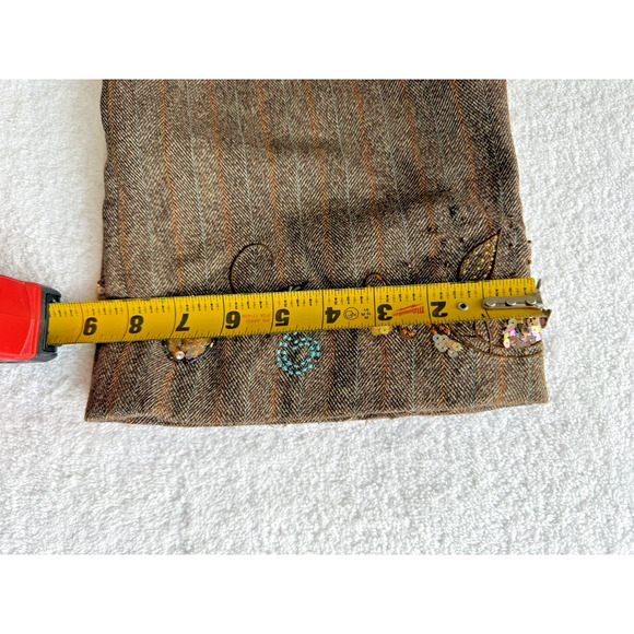 Y2K EXPRESS Herringbone Beaded embroidered sequin Dress Pants Boho Sz-Small - Picture 8 of 12